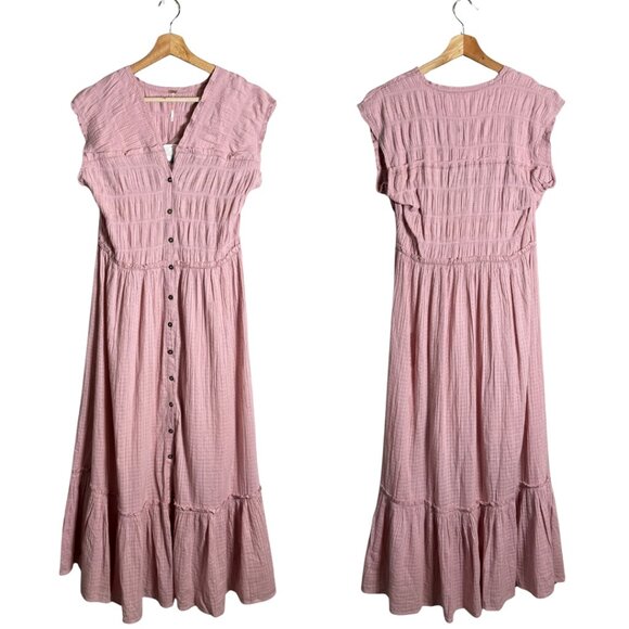 Free People Desert Dazed Midi Dress Women's Large Pale Mauve Boho Sleeveless NWT - Picture 3 of 15